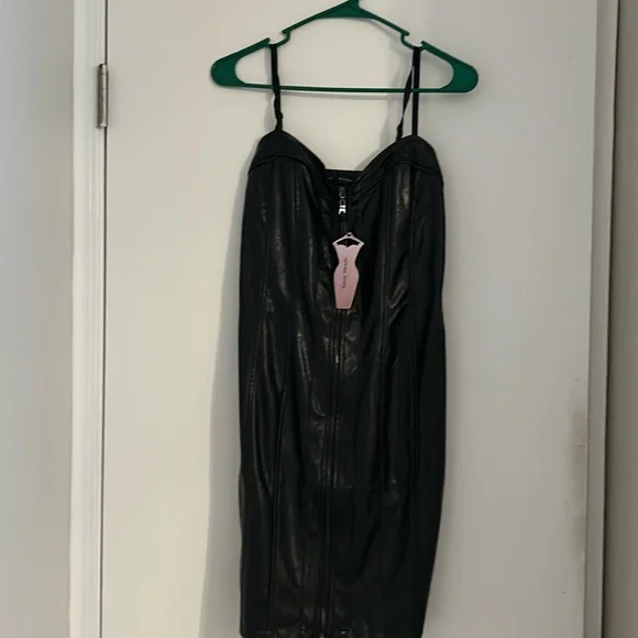 Haute Monde | Dresses | Black Spaghetti Strap Leather Dress | Poshmark Haute Monde | Dresses | Black Spaghetti Strap Leather Dress | Poshmark